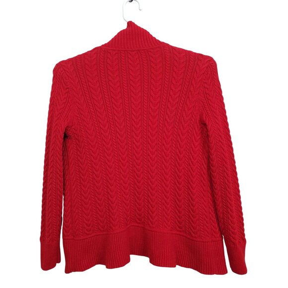 Talbots Petite Sz 1X Cardigan Cable Knit Open Front Lambswool Blend Sweater Cozy - Picture 3 of 11